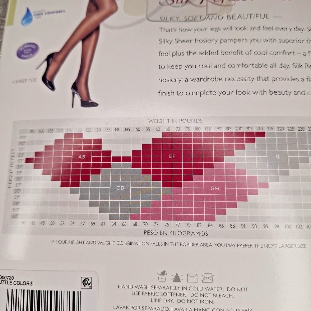 HANES SILK REFLECTIONS Sz EF Thigh High Little Color Silky Sheer Lacy Top Queen - Picture 3 of 4